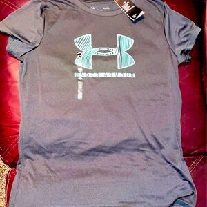 Under Armour Grey And Teal Short Sleeved Shirt